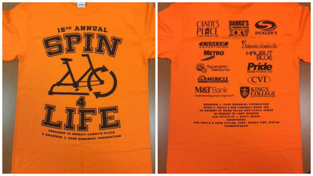 CandysPlace1's tweet photo. Shirts from this year's Spin 4 Life are on sale for $7 each sizing S-XXL! Stop by Candy's Place to purchase one! https://t.co/PAJUtcEAPG