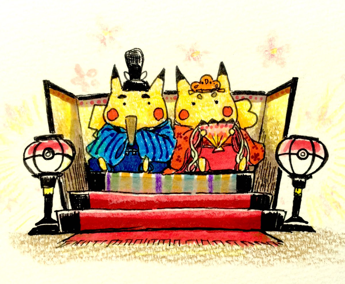 pikachu no humans pokemon (creature) hand fan clothed pokemon hat japanese clothes traditional media  illustration images
