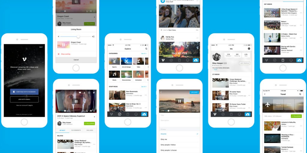 Vimeo's tweet photo. We redesigned our iOS app. ‘Cuz we love you. And your videos. You get it. Now get the app: https://t.co/KuDZlYXgla https://t.co/xCHGFhY2ND