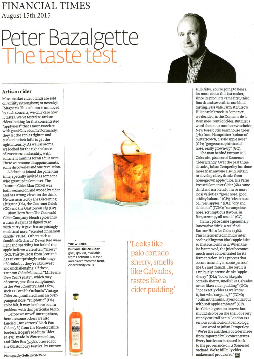 Burrow Hill Cider (@burrowhill) on Twitter photo Check out what <a href="/PeterBazalgette/">Peter Bazalgette</a> of the financial times had to say about our <a href="/BurrowHill/">Burrow Hill Cider</a> Ice Cider. #cider #Somerset Check out what <a href="/PeterBazalgette/">Peter Bazalgette</a> of the financial times had to say about our <a href="/BurrowHill/">Burrow Hill Cider</a> Ice Cider. #cider #Somerset
