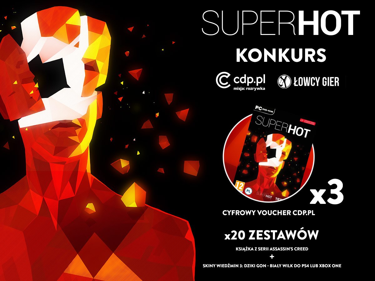 Lowcygier_pl's tweet photo. Wygraj 3x Superhot i 20x "zestaw książka + skin PS4/XOne" w giveawayu @cdppl i @Lowcygier_pl https://t.co/xZcfPzlUYz https://t.co/D7nW7C4h62