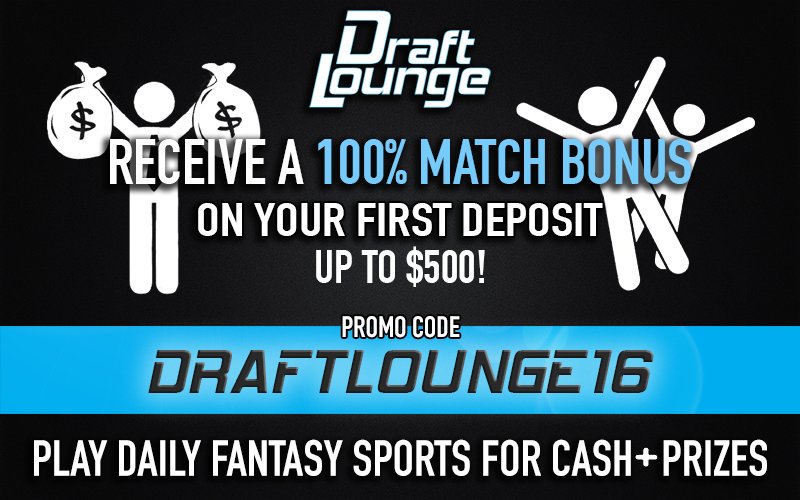 DraftLounge's tweet image. First ever promotion code: DRAFTLOUNGE16 100% Match Bonus on your first deposit up to $500! Free Money! #DFS