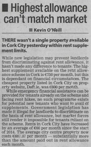 FocusIreland's tweet photo. .@CorkEveningEcho not a single property available to rent in #Cork city within rent supplement limits @simoncoveney https://t.co/ISlb7mGJB5