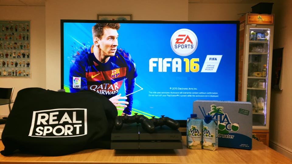 RacingGamesGG's tweet photo. We're giving away a PS4, FIFA 16,"40"TV, Realsport Jumper and Vita Coco supply pack, simply RT &amp; LIKE to enter! https://t.co/p5NqJ0IxbC