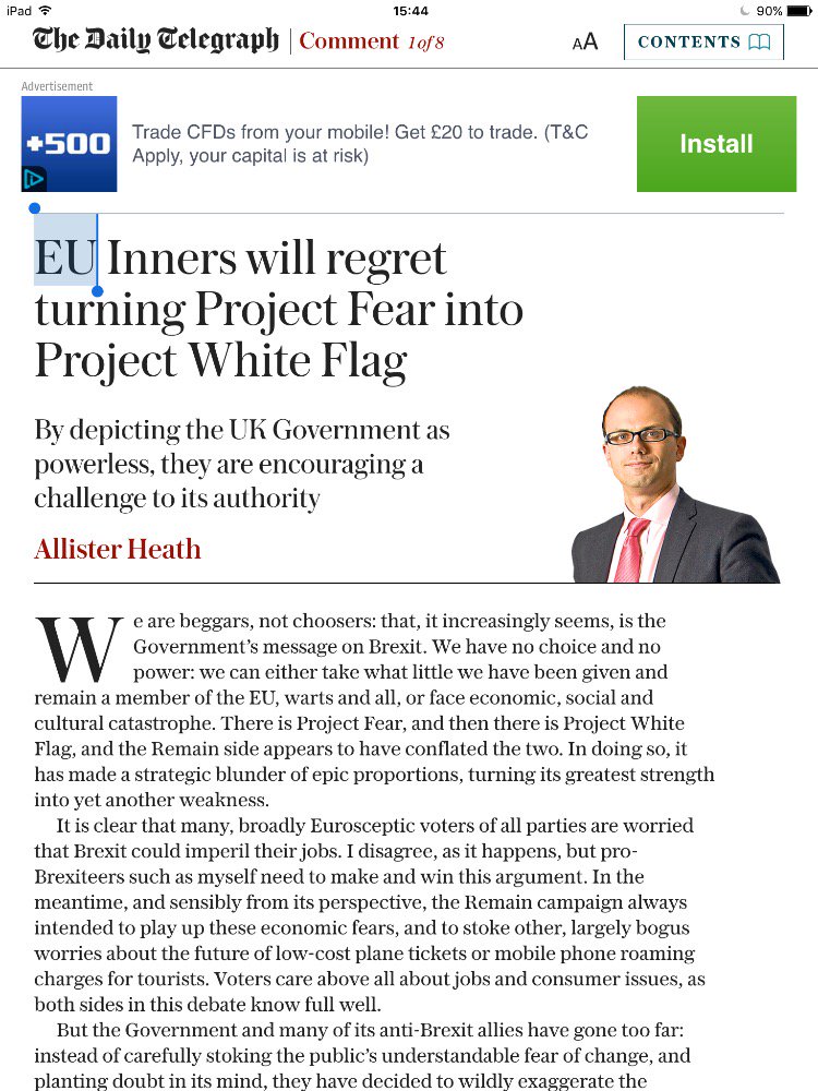 innesjam3's tweet photo. Frm @Telegraph. Blv we No pro-Brits made this mistake in 2014 #indyref. Too easy to slip frm fear t whiteflag. https://t.co/iwkxrz5yGH