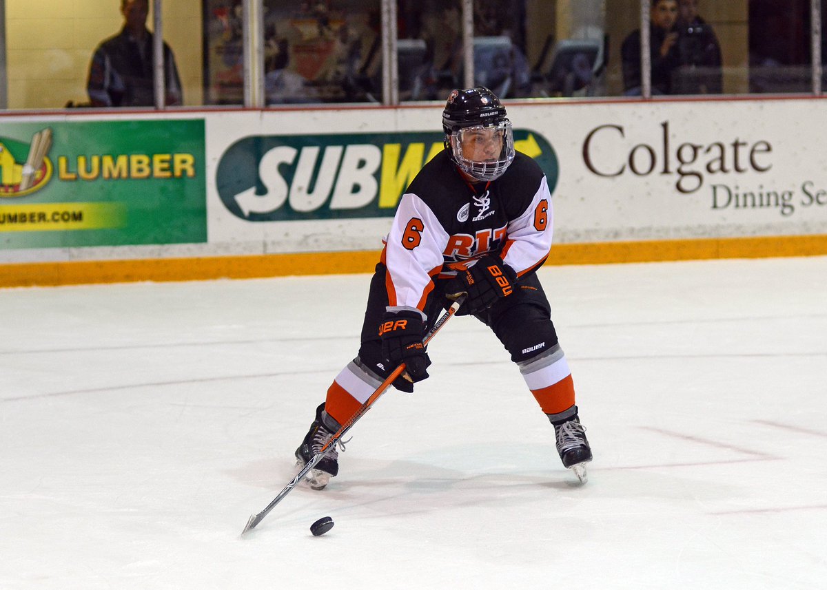 RITMHKY's tweet photo. Congrats to @gabevalenz, named to the @Atlantic_Hockey All-Rookie Team! https://t.co/CkRJgfPDhf #RIT #RITNews https://t.co/HPIriO6fPe