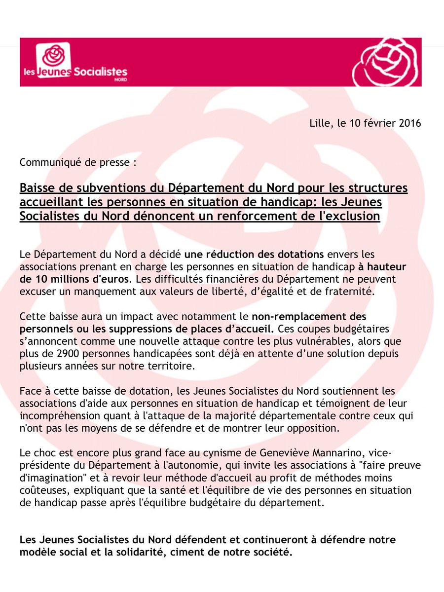 JeunesSocNord's tweet photo. Le @Mjsnord dénonce le renforcement de l'exclusion des personnes en situation de handicap dans @lenord https://t.co/wz4xV67QhF