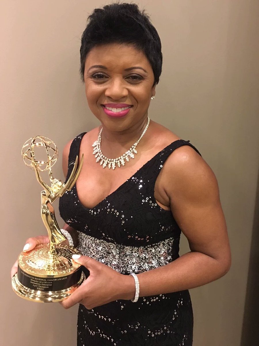 AKA_BEOmega's tweet image. Congratulations to Beta Epsilon Omega's own Emmy Winner April Thompson. 
#BEOmega #AKA1908 #WREG3