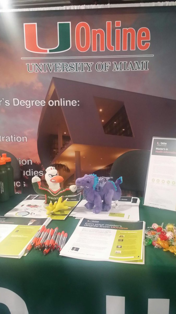 UMiamiUOnline's tweet photo. #HIMSS16 is all about networking. @UM_Sebastian loved meeting his fellow #WorkBeast mascot - from #Miami to #Vegas! https://t.co/gxh9pkbevp