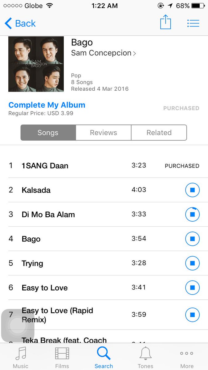 mmadessa's tweet photo. Purchased! ❤️ Can't wait to hear your brand new songs! #Bago @sam_concepcion So proud of you! https://t.co/UYOoaX5thR