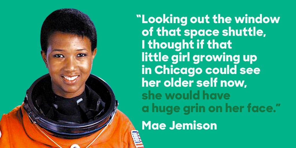 HillaryClinton's tweet photo. Happy #WomensHistoryMonth! We're celebrating Dr. Mae Jemison, the first African American woman to travel in space. https://t.co/bQMpE2GktT