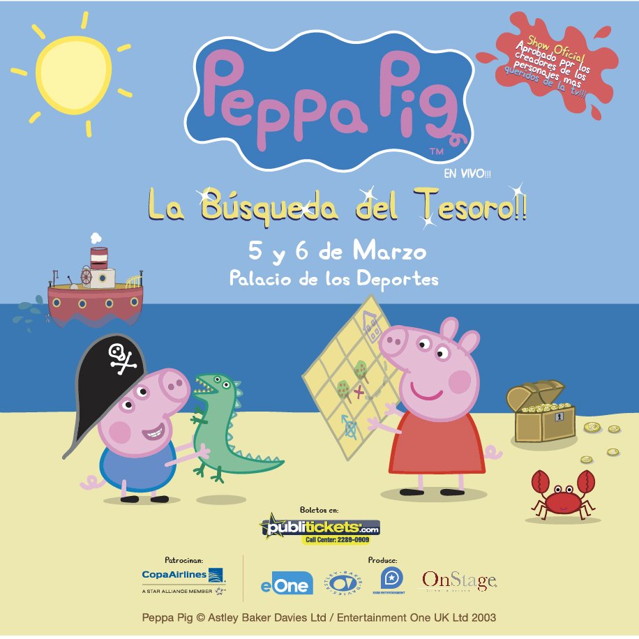 Costa Rica! Peppa Pig estara en el palacio de Deportes de Heredia!  5 y 6 Marzo #peppapig #costarica #puravida