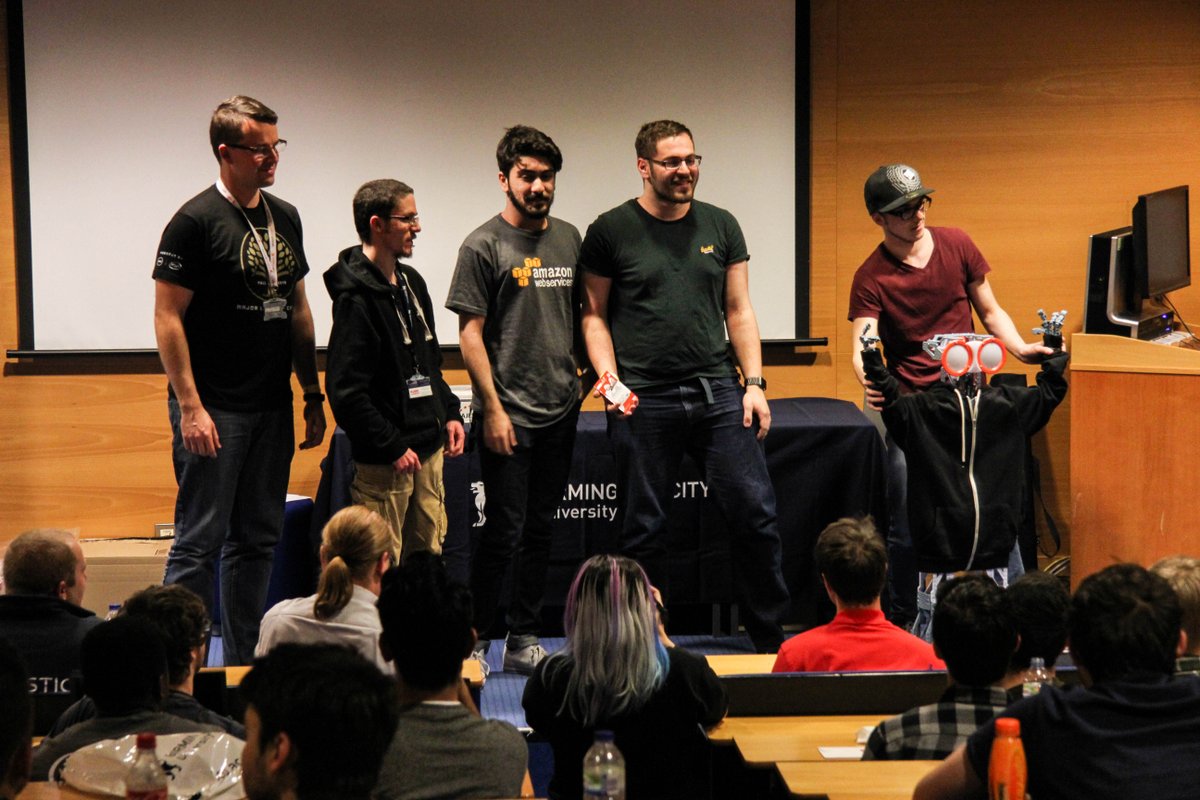 HaCSBCU's tweet photo. Congrats to @PandelisZ @danieldainty @msoftwaredesign for winning the @UrbnHax challenge coming 3rd @MyBCU #BCUHack https://t.co/QfgNMO08Ww