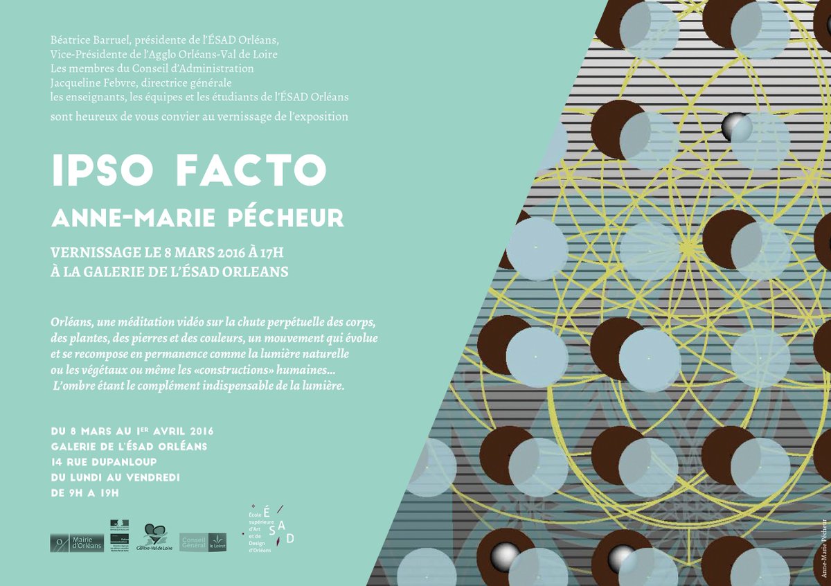 Exposition IPSO FACTO Anne-Marie PECHEUR <a href="/ESADOrleans/">Orleans School of Art and Design</a> du 8 mars au 1er avril 2016