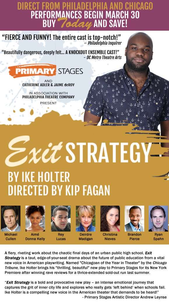 CathAdler's tweet image. Ike Holter's "fierce and funny" EXIT STRATEGY lands #OffBroadway at @primarystages beg 3/30! PrimaryStages.org