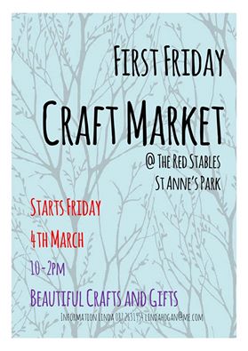 We'll be at the First Friday Craft Market @ The Red Stables, St Anne's Park tomorrow 10-2pm!