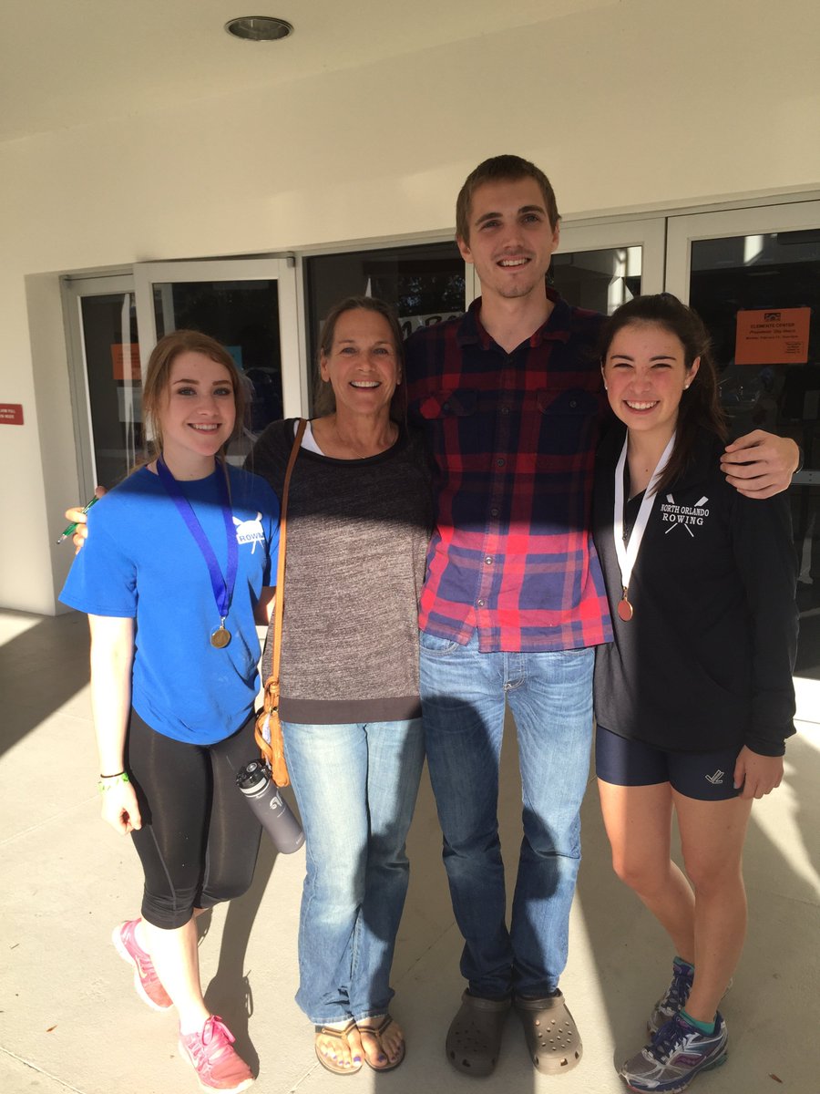#NORSPARTANS coaches Ben and Lisa with Lady Spartans after 2016 Southern Sprints indoor regatta