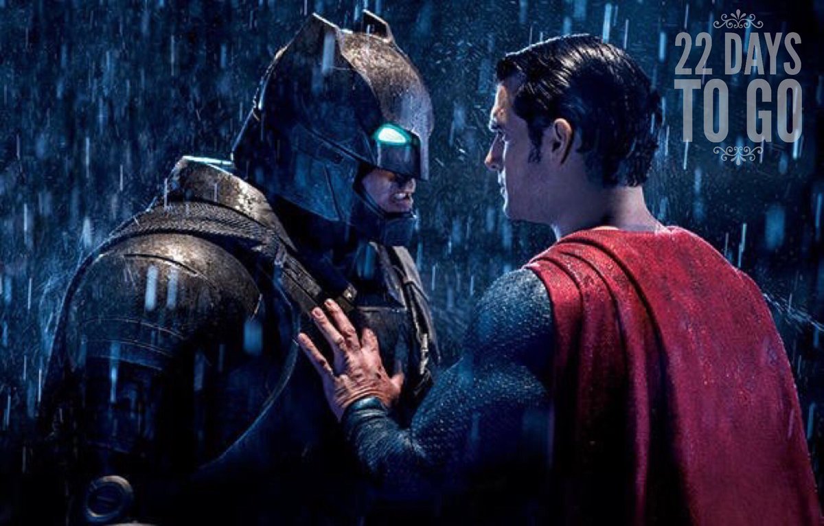 SupermanTweets's tweet photo. 22 DAYS TO GO

#BatmanvSuperman https://t.co/a0BBGwwRed