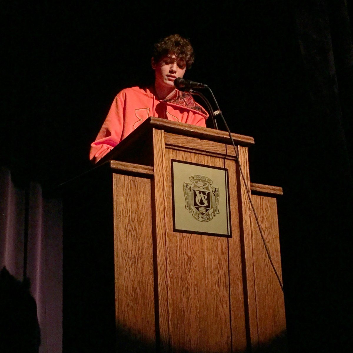 AllWriteWGHS's tweet photo. Bennett Durando made his #AllWrite2016 debut today opening up for #BernieMiklasz! ⚽️ @WGECHO @miklasz @WGsoccer https://t.co/qA2mqARwMz