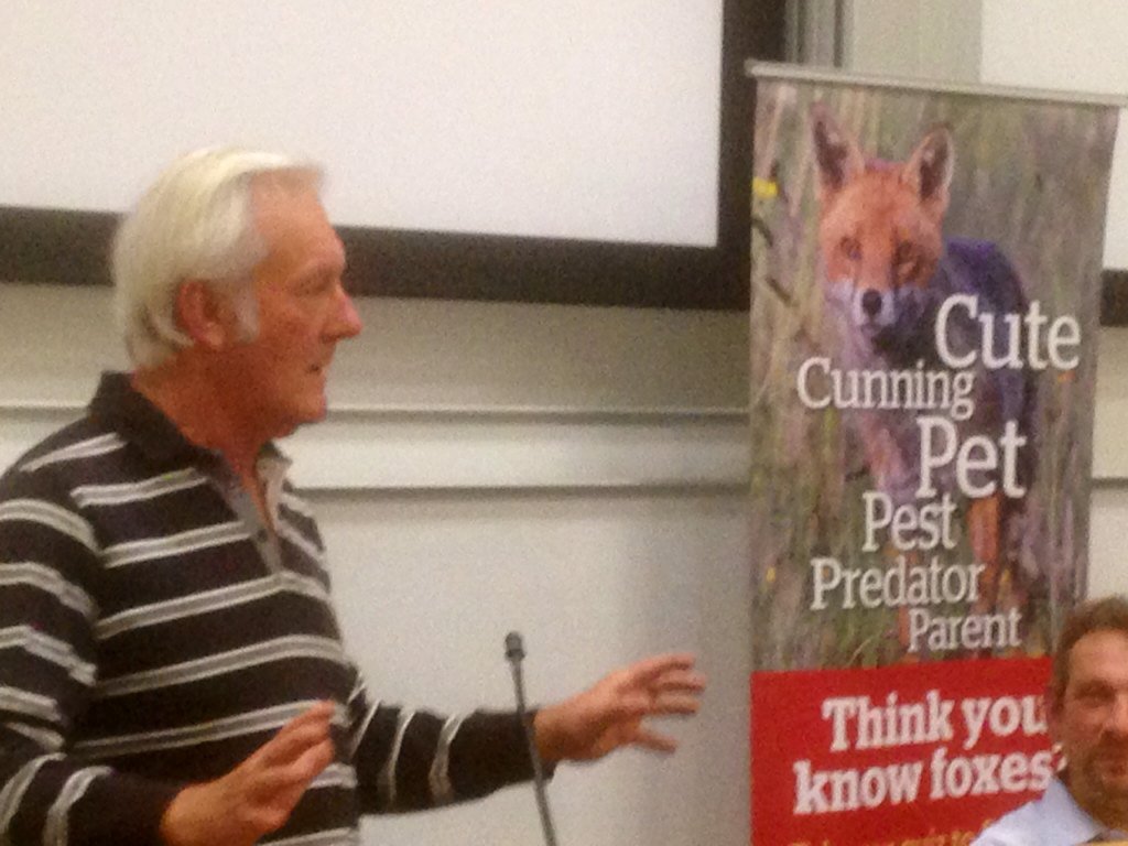 LeagueACS's tweet photo. Devon farmer against fox hunting &amp; persecution Graham Cooper speaking at our #foxycology event in Exeter https://t.co/DgGtg2xaGH