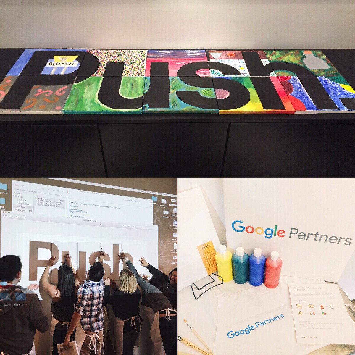 PushHere's tweet photo. Being a Google Partner has its perks. What do you think of the new mural our digital departments made? #PushThinking https://t.co/keDfpvO5aL