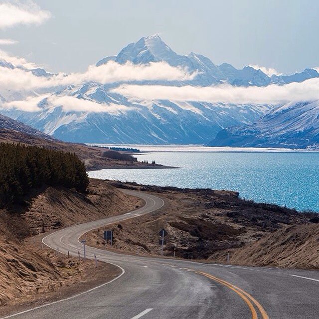PureNewZealand's tweet photo. Alpine air &amp; open roads. #NZMustDo

[📍Aoraki/Mount Cook National Park. 📷: @WilliamPatino_] https://t.co/y7sXSryQ6U