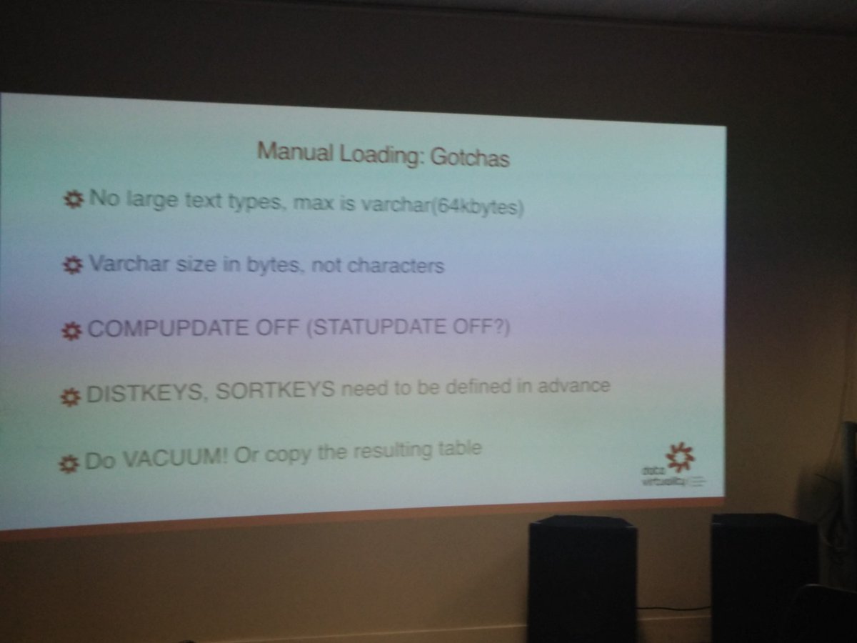 NoorDinTech's tweet image. .@MatthiasKorn2 of @DataVirtuality
Manual Loading: Gotchas
#IngestingData into #Redshift w/ #AWS
@DataconomyMedia
