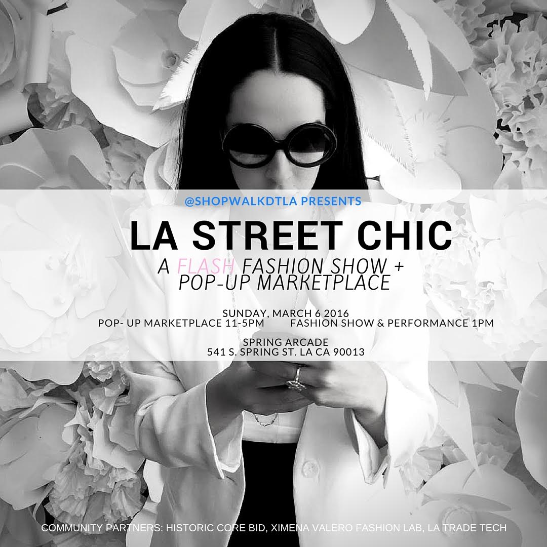Join us this Sunday for <a href="/ShopWalkDTLA/">ShopwalkDTLA</a> &amp; a flash fashion show in the Spring Arcade building! #shoplocal #dtla
