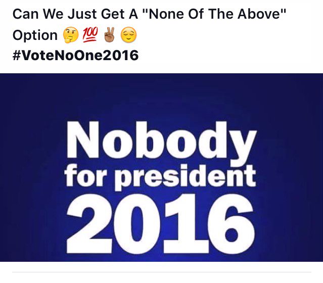 richgirlresha's tweet photo. #VoteNoOne2016 https://t.co/rxU9Q59Xf6