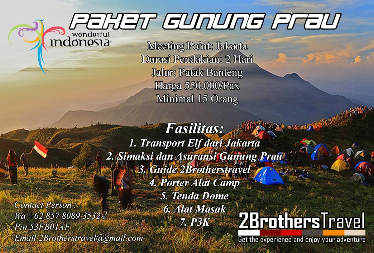 #opentrip #infogunung #infojkt #prau Paket Group Pendakian Gunung Prau