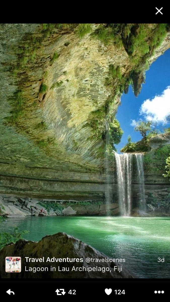 TheTinaLambert's tweet photo. Pretty sure I've been there... And it's not in Fiji. It's in Austin Texas. #HamiltonsPool https://t.co/l0GX9OxYZd
