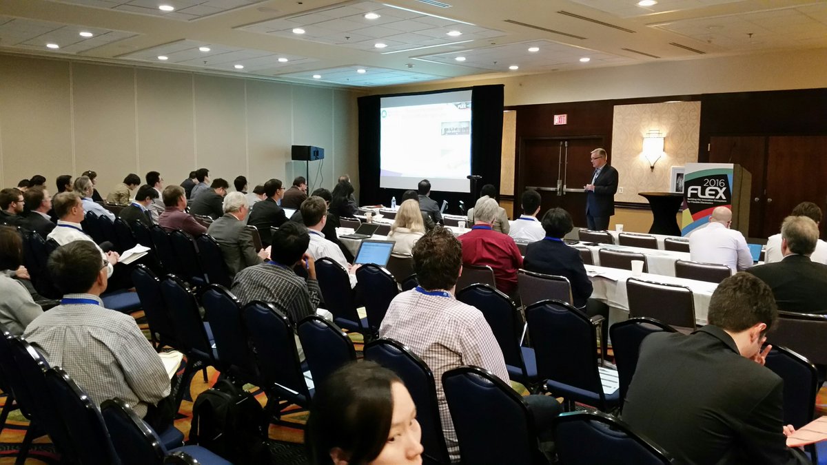 MEMSGroup's tweet photo. Steve Whalley at #2016Flex speaking about MEMS, #TSensors, and the future of IoT/E. https://t.co/VllA0Pr60O