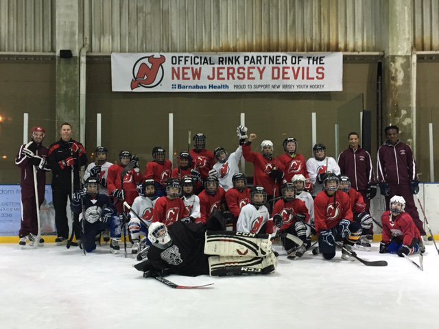 DevilsAlumni's tweet photo. "Had a great time skating with the Englewood Hockey House League Program at @JTWArena last night!" ^GM https://t.co/nEV7ny3Gmx
