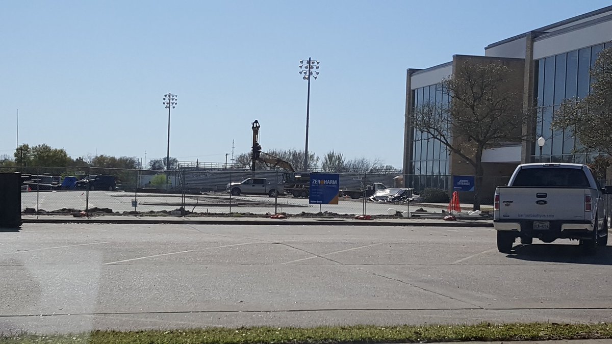BryanISD's tweet photo. Hard work underway @ the All New SFA, doing some drilling to get ready for slab work. #BondProgress @Wallis_BeTheONE https://t.co/AHjalbNfcd