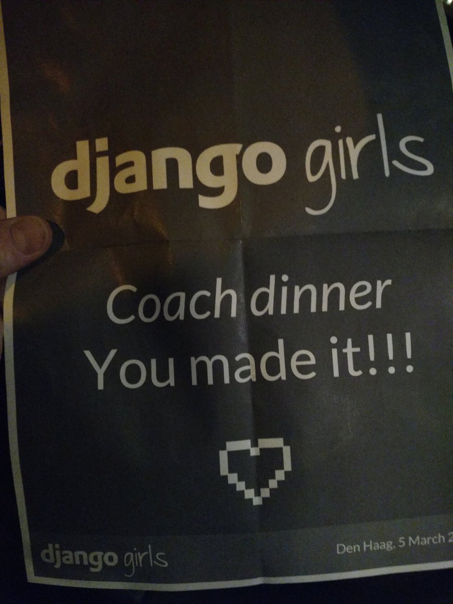 Super excited to be a coach at <a href="/DjangoGirlsDH/">DjangoGirls Den Haag</a>. Ready fuels! #djangogirls