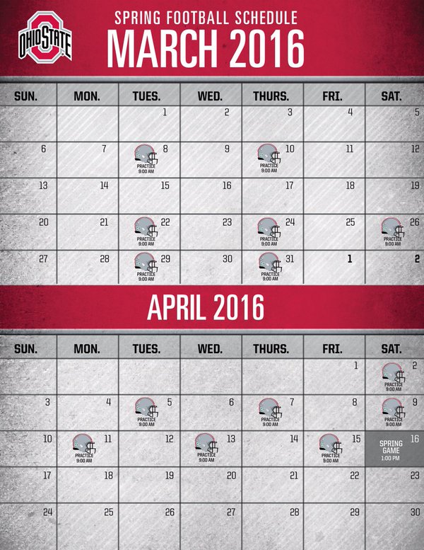 Buckeye Fans Only on Twitter "Buckeyes’ Spring schedule. Spring game 130 pm 4/18. Tix are 5