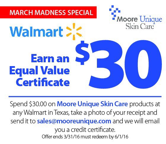 MooreUniqueSkin's tweet photo. Spend $30 Earn $30 In #MooreUnique #SkinCare Products at #Walmart - https://t.co/USVsMLN9k0 https://t.co/EErGhksTfv