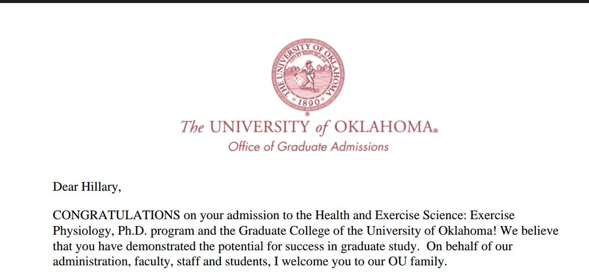 HillaryDickey's tweet photo. Here's to 4 more years of school,  only this time as a Boomer Sooner! I'm so excited to start this next adventure! https://t.co/dCA8xoKN0I