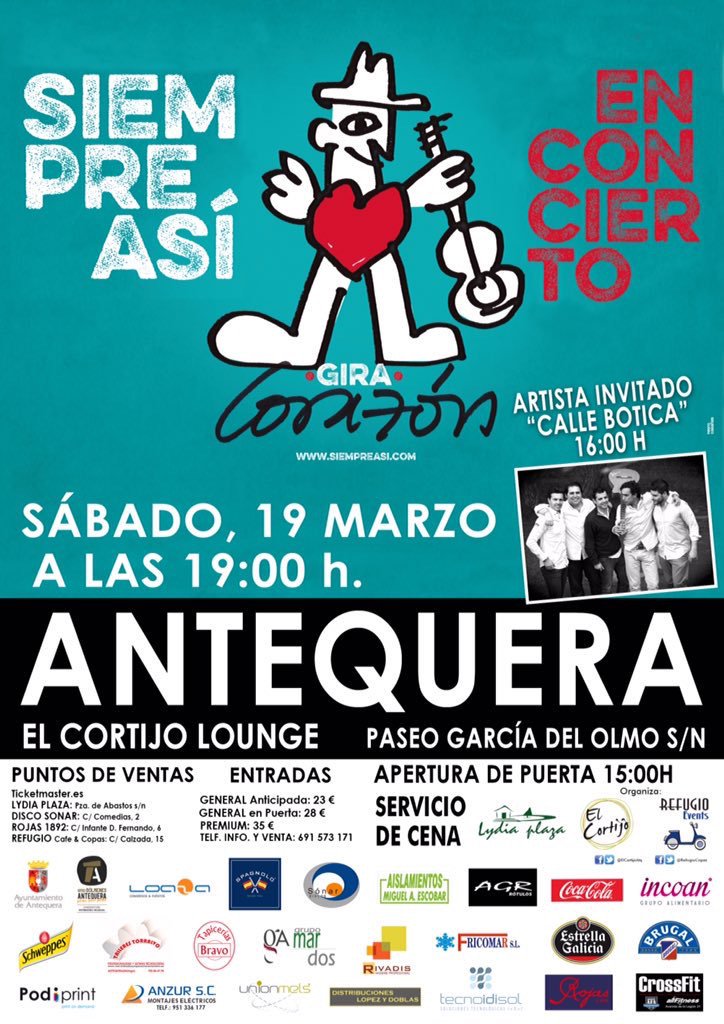 SamuelMelladoC's tweet photo. No te quedes sin entrada para el concierto de @SiempreAsi_Ofic en el @ElCortijoAtq . Interesados contactad conmigo https://t.co/NOjHB2ZLTP