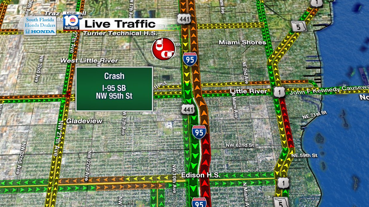 CRASH: I-95 Express lanes at NW 95th St.  #TRAFFIC #MIAMI https://t.co/0Fn7wL7dLt