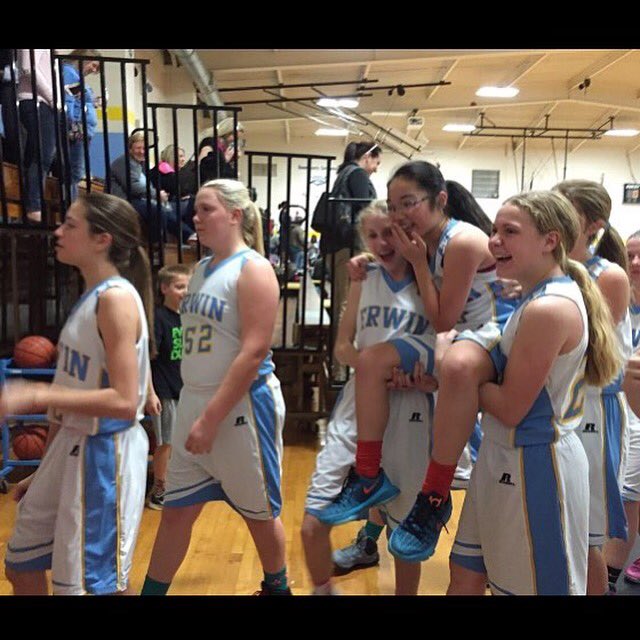 7th grade girls basketball display true meaning of TEAM#Shirleygotherbasket @ErwinMiddle #EMS4all