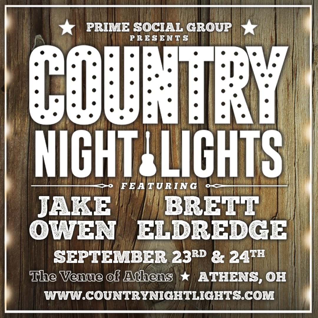 cntrynghtlghts's tweet photo. | @jakeowen x @bretteldredge
Athens, OH // Sept. 23-24, 2016
#CNL2016 // 2-day passes: https://t.co/JqcpdK0H5B https://t.co/UcsNS6NRTa