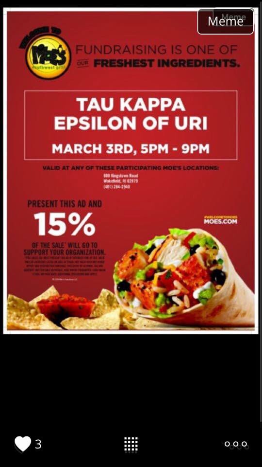 Go support our brothers in <a href="/TKE_AlphaRho/">TKE URI</a> by stopping by Moe's !