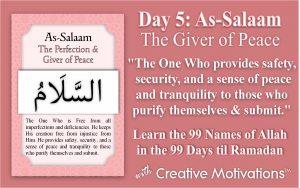 CreativeMotivat's tweet photo. DAY 5: As-Salaam - The https://t.co/qmzV4ND8rW #99namesproject #creativemotivations @sketchymuslims @Shade7_ https://t.co/0I7LkDiND3