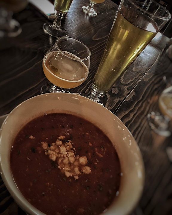SurfingandBeer's tweet photo. @bierstation has a tomato & feta cheese soup that is THEE shit!!! It went nicely with #dupont unfiltered #craftcide… https://t.co/pogHFQGk9S