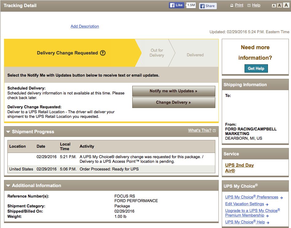 Hmmmm... Mystery package from Ford Performance... ow.ly/Z2KPj #FocusRS