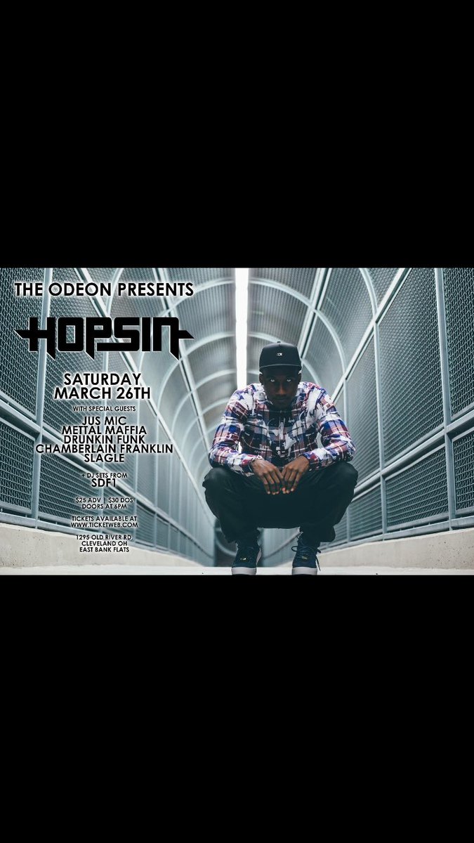 Big show coming up at #theodeon with <a href="/hopsin/">Hopsin</a> <a href="/JusMic/">Jus Mic</a> and <a href="/mettalmaffia/">Mettal Maffia</a> Sat, March 26. <a href="/Mookster_24/">Michael J. Klem</a> <a href="/Just1prod/">Justin Simpson</a>