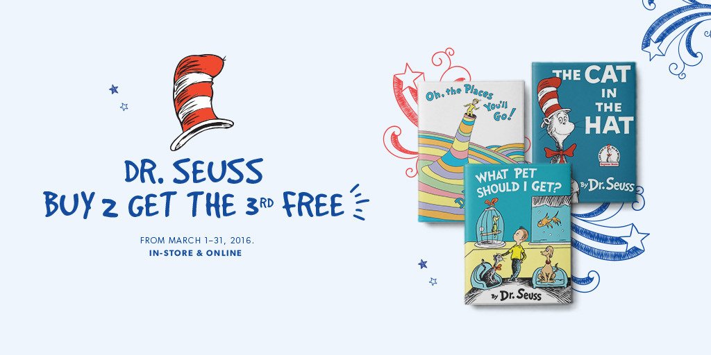 Share a story with Dr. Seuss. All month long buy 2 Dr. Seuss, get 3rd free. #SpringBreakEscape