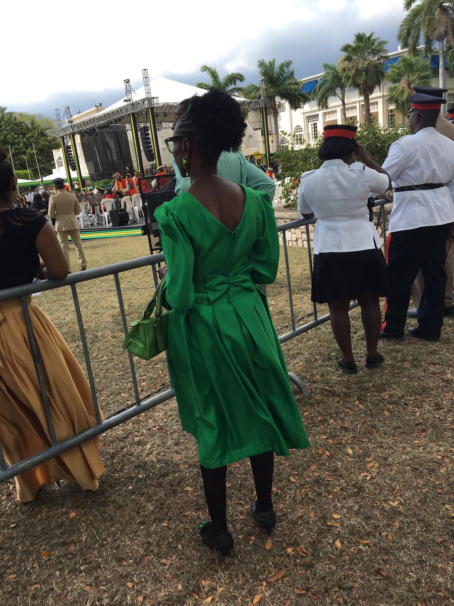 An array of green dresses,green handbags & green shoes were on display this evening & tonight #SwearingIn #PMHolness
