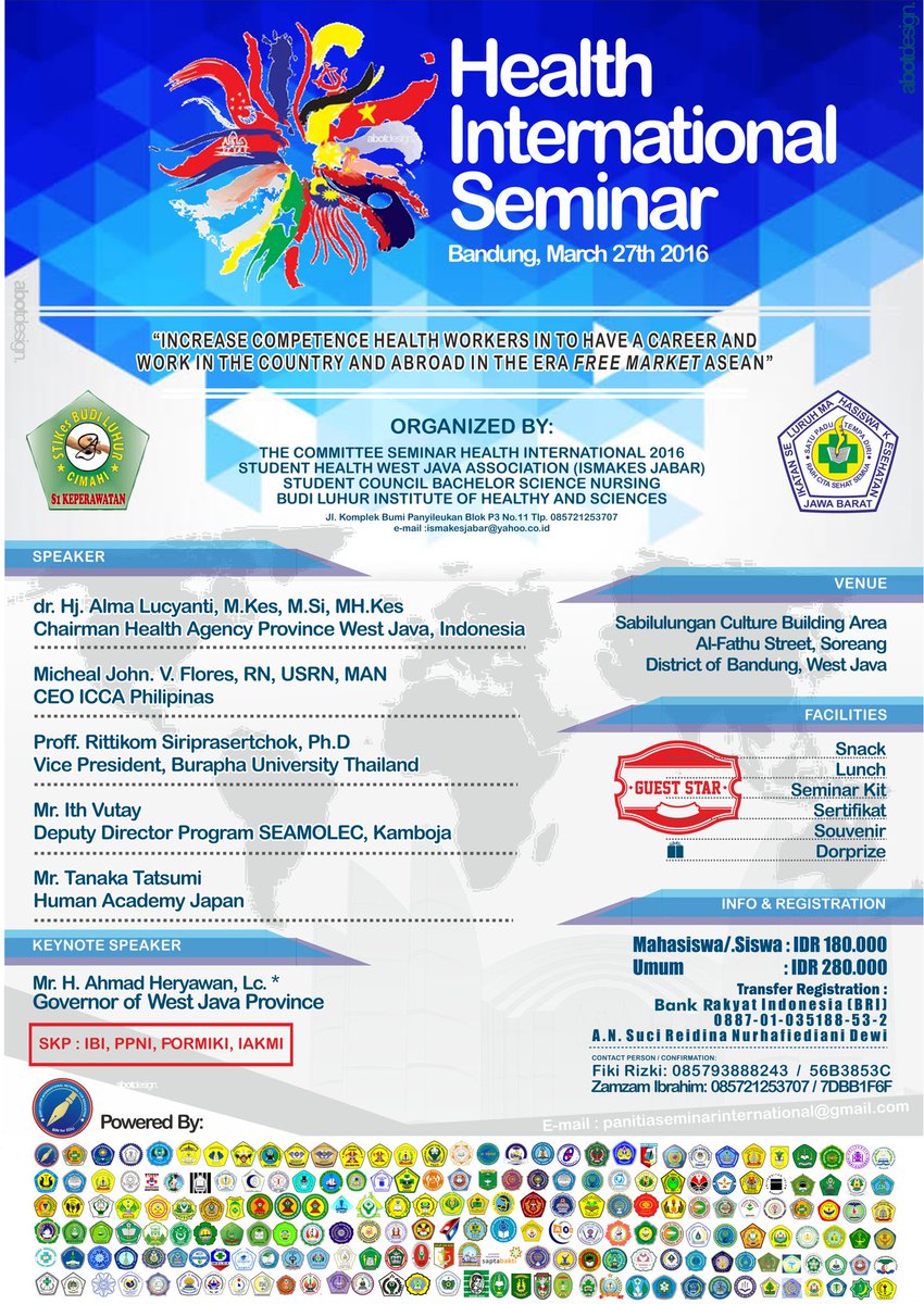 Health International Seminar! March, 27th 2016 at Gedung Sabilulungan Pemerintah Kabupaten Bandung. Info, call CP.
